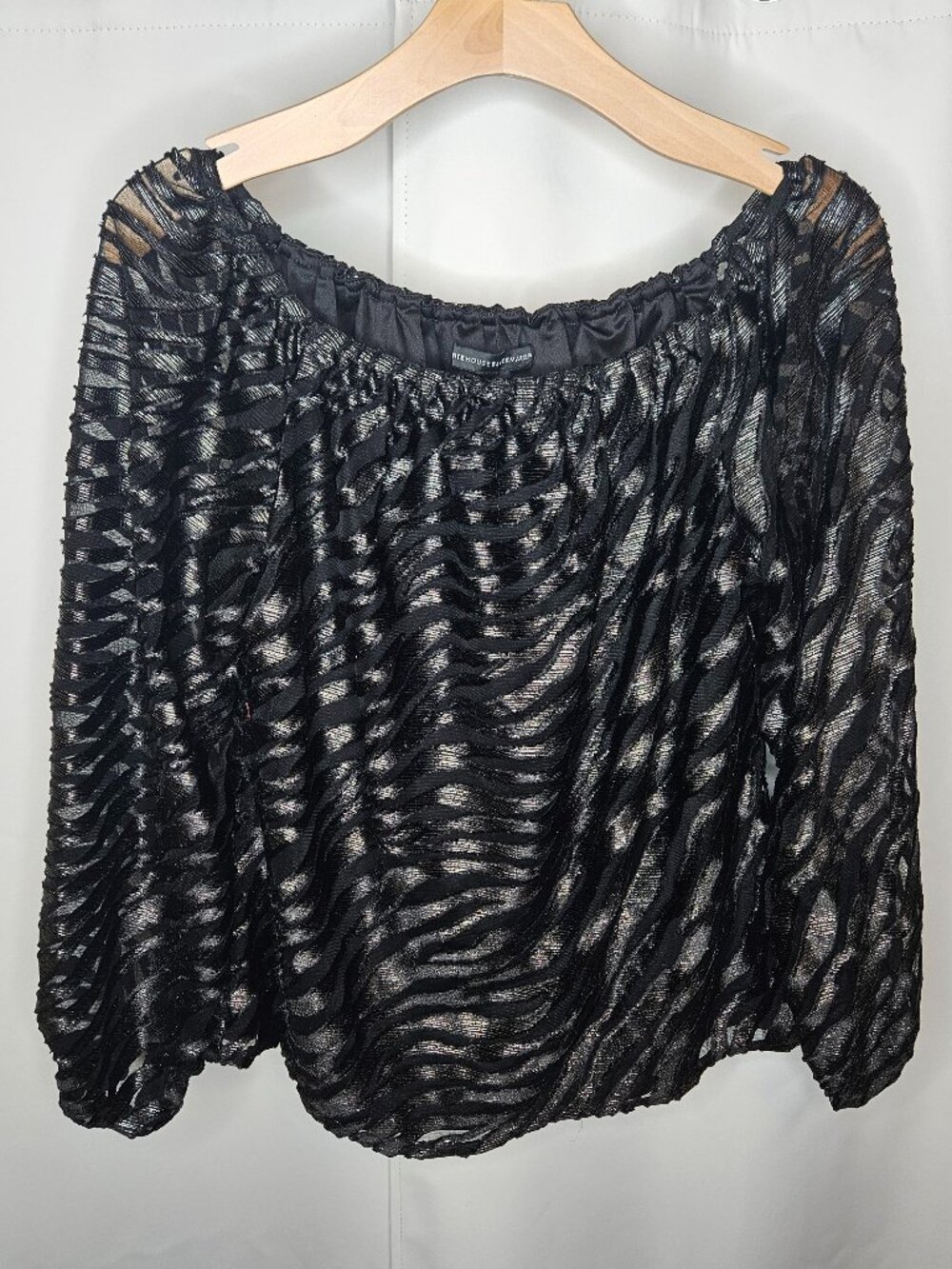 White House Black Market Metallic Zebra Off-Shoulder Blouse - Medium